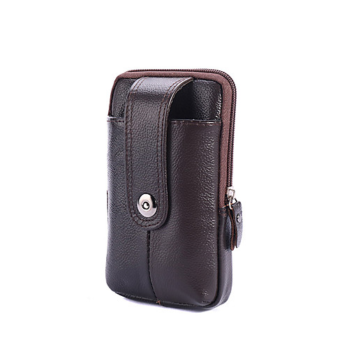 

Men's Bags Cowhide Fanny Pack Buttons Zipper Plain Daily Outdoor 2021 Bum Bag Black Brown Coffee