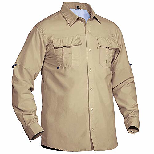 

Men's Hiking Shirt with Pants Short Sleeve Top Bottoms Outdoor Lightweight Breathable Quick Dry Sweat wicking Autumn / Fall Spring Grey pants Army Green Top Khaki top Hunting Fishing Climbing
