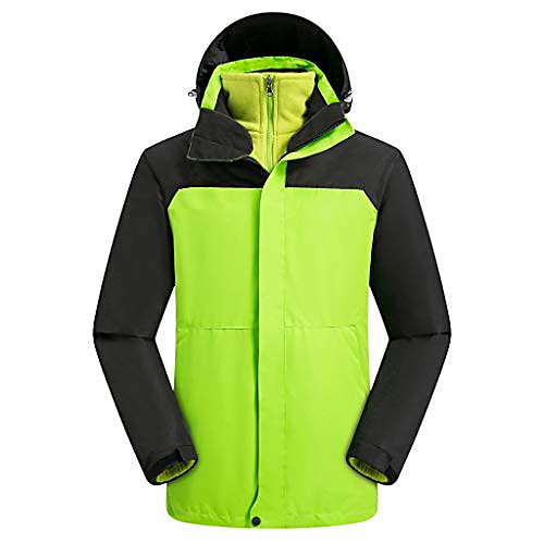 

men's jackets mountain waterproof ski jacket detachable hooded windproof sport outdoor rain coat(l.green)