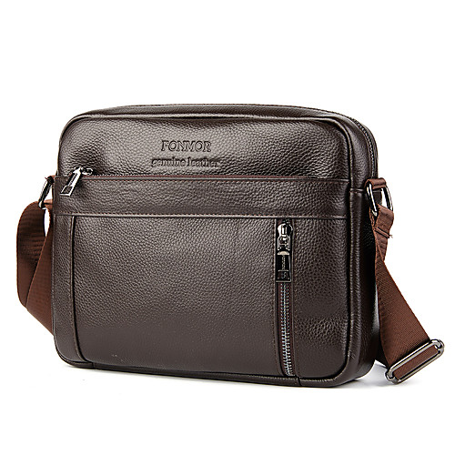 

Men's Bags Cowhide Crossbody Bag Zipper Fashion Daily Outdoor 2021 MessengerBag Black Brown