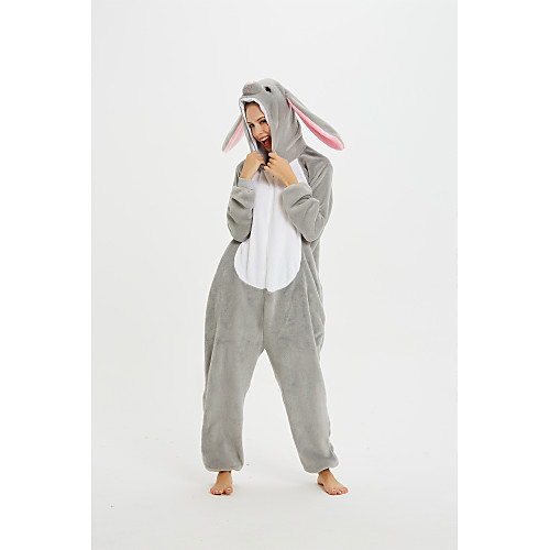

Kid's Adults' Kigurumi Pajamas Nightwear Camouflage Rabbit Bunny Onesie Pajamas Flannel Fabric Gray Cosplay For Men and Women Boys and Girls Animal Sleepwear Cartoon Festival / Holiday Costumes