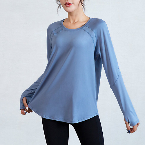 

Women's Running Shirt Yoga Top Blouse Winter Thumbhole Solid Color Purple Blue Grey Spandex Yoga Fitness Tee Tshirt Top Long Sleeve Sport Activewear Breathable Quick Dry Comfortable Stretchy