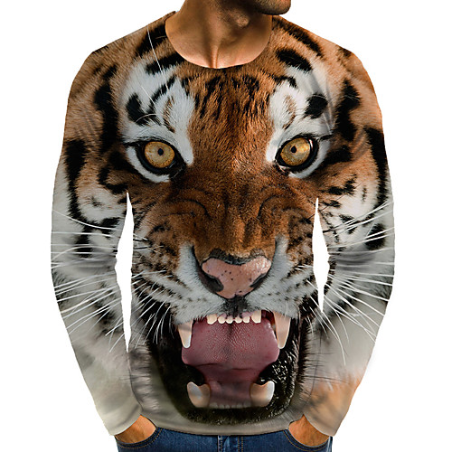 

Men's T shirt 3D Print Graphic 3D Plus Size Print Long Sleeve Daily Tops 1# 2# 3#