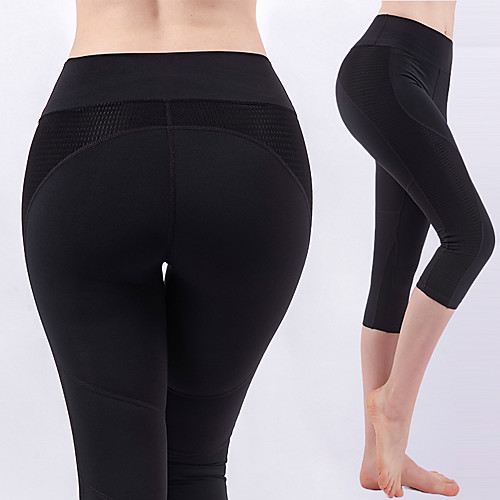 

Women's High Waist Running Capri Leggings Compression Pants Athletic Base Layer Capris Bottoms Mesh Fitness Gym Workout Running Training Exercise Breathable Quick Dry Soft Normal Sport Solid Colored