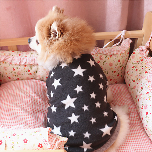 

pet dog clothes fleece pullover star pattern shirt winter puppy short sleeve top for dogs black s