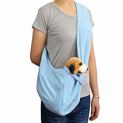 

dog and cat sling carrier, adjustable pet sling carrier, reversible and hands-free dog bag with adjustable strap and pocket for puppy, small dogs, and cats for outdoor travel