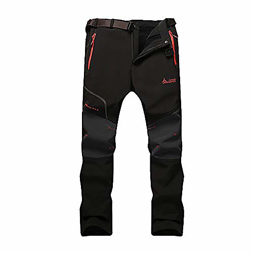 

men's fleece lined soft shell pants insulated snow camping hiking snowboard,m8171,black,us 29(tag l)
