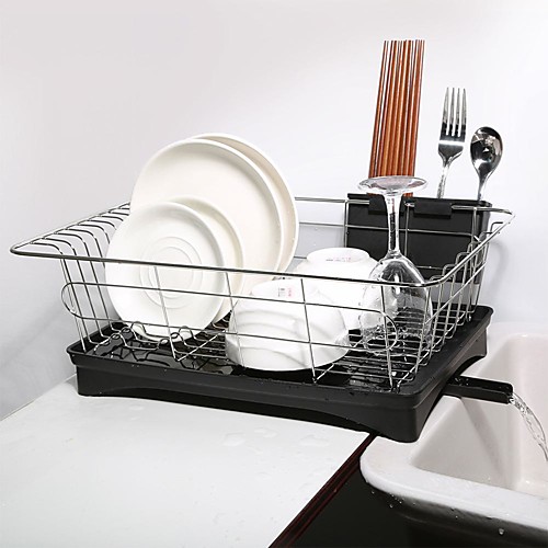 

Stainless Steel Single Layer Dish Rack Kitchen Organizer Storage Drainer Drying Plate Shelf Sink Knife Fork Container Accessorie