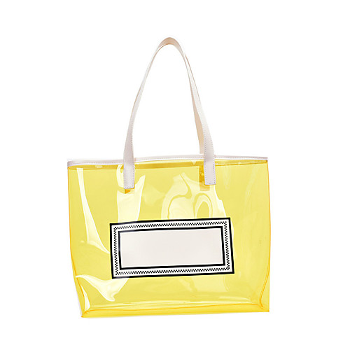 

Women's Bags PU Leather PVC Tote Pattern / Print Zipper Plain Printing Daily Laser Jelly Bags 2021 Tote Black Purple Red Yellow