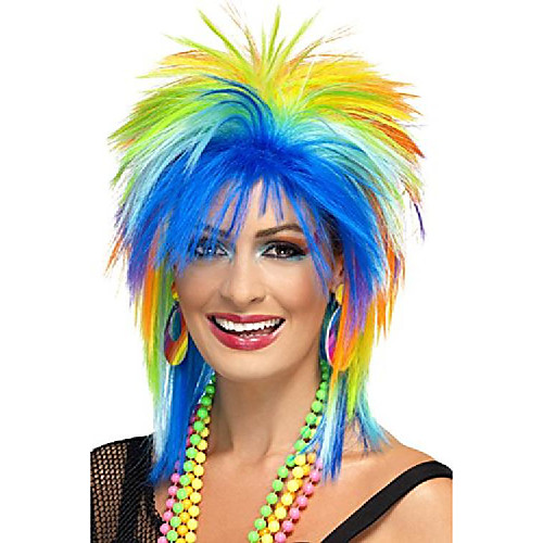 

womens 80s rainbow punk wig,multi-colour,one size