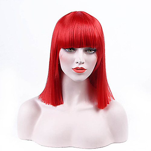 

Synthetic Wig Hathaway Middle Part Wig Red Medium Length Straight Synthetic Hair 12 inch Women Synthetic Sexy Lady Hairstyle