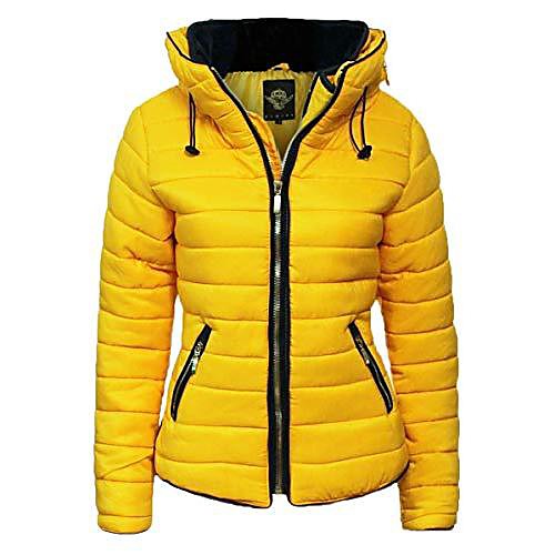 

flirty wardrobe womens yellow mustard quilted padded puffer bubble collar warm thick jacket coat[yellow mustard,xl]