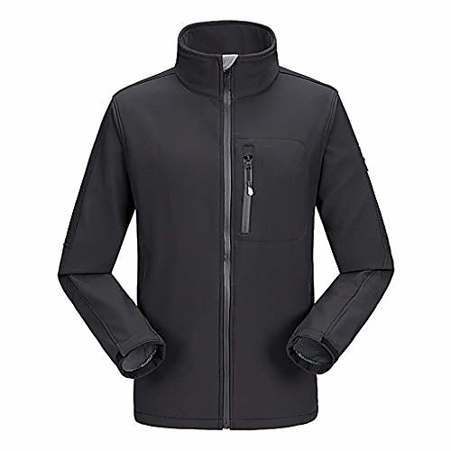 

men's lightweight windbreaker winter jacket zipper pocket softshell windproof resistant shell jacket(black,xxl)