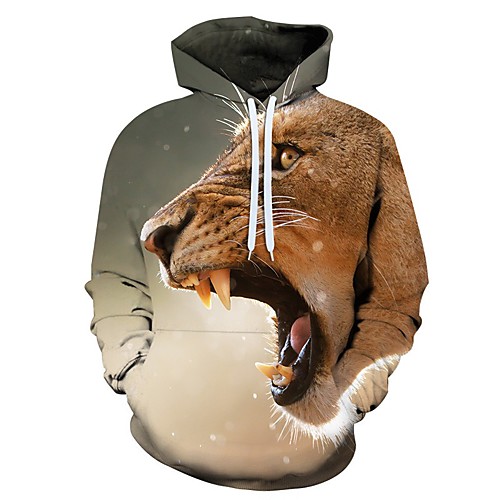 

Men's Pullover Hoodie Sweatshirt Graphic Ugly Christmas Animal Christmas 3D Print Christmas Hoodies Sweatshirts Khaki