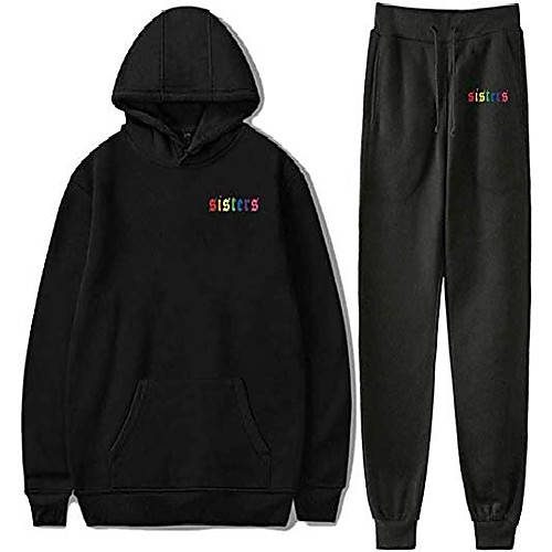 

james charles merch hoodies set sisters hoodies pants two-piece sweatshirt suit (black,xxs)
