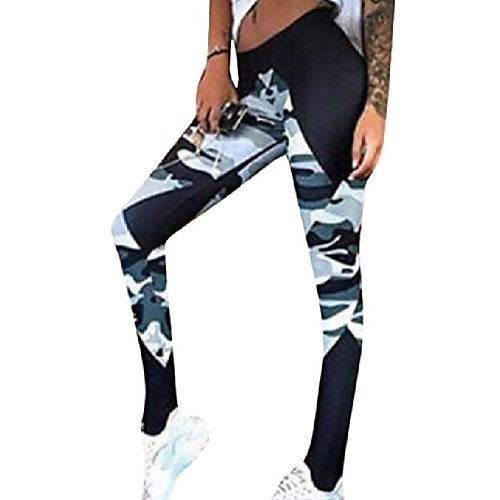 

women camo print legging stretch yoga leggings pants as picture xs
