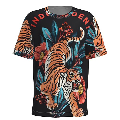 

Men's T shirt 3D Print Graphic 3D Animal Print Short Sleeve Daily Tops Orange