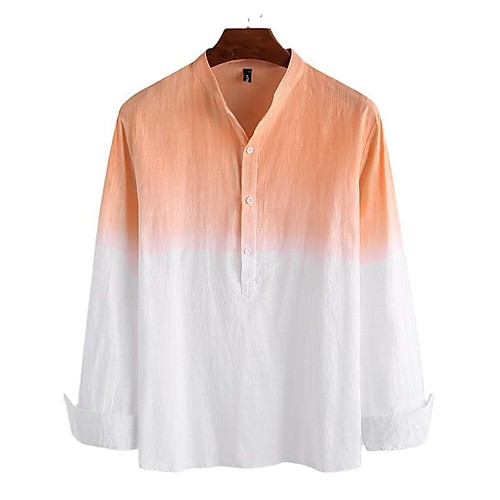 

Men's Shirt non-printing Color Block Long Sleeve Daily Tops Elegant Blue Yellow Orange