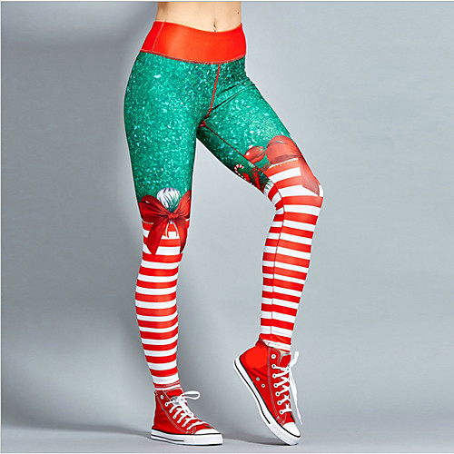 

women fitness leggings polyester red striped, red striped, size x-large
