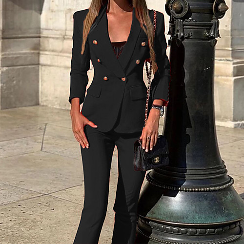 

Women's Blazer Solid Colored Cotton Blend Coat Tops Black / Blue / Red