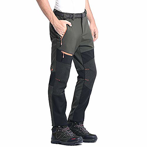 

men's soft shell outdoor hiking pants winter warm waterproof fleece hunting snow ski pants