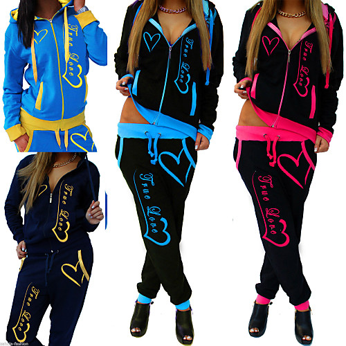 

Women's 2 Piece Full Zip Tracksuit Sweatsuit Street Athleisure Long Sleeve 2pcs Winter Thermal Warm Breathable Soft Fitness Gym Workout Running Jogging Training Sportswear Graffiti Normal Outfit Set