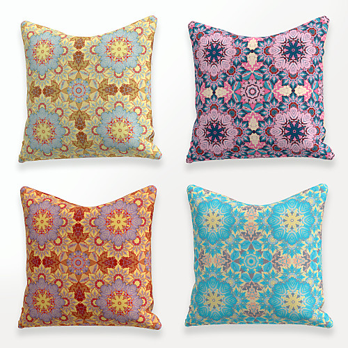 

Cushion Cover 4PCS Linen Soft Decorative Square Throw Pillow Cover Cushion Case Pillowcase for Sofa Bedroom 45 x 45 cm (18 x 18 Inch) Superior Quality Mashine Washable Colorful Floral