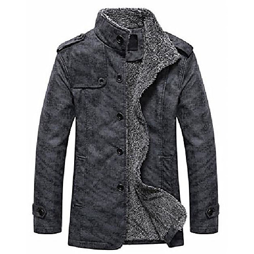 

faux- field jacket men collar coat dark grey large