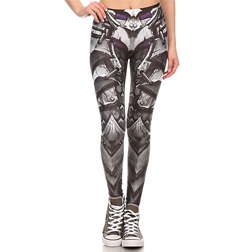 

Women's Sporty Comfort Skinny Gym Yoga Leggings Pants Patterned Full Length High Waist Gray