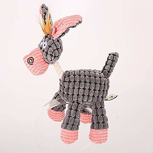 

dog toys | puppy toy | dog gift toy | boredom toys | squeaky teddy dog toy | 10 inch plush donkey dogs rope toy (pink)