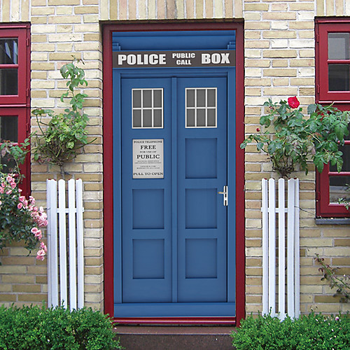 

Self-adhesive Creative Phone Booth Door Stickers For Living Room DIY Decoration Home Waterproof Wall Stickers