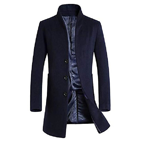

Men's N / A Fall & Winter Trench Coat Long Dailywear Coat Tops Navy