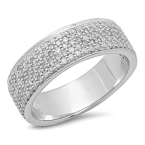 

1.00 carat (ctw) 10k round white diamond men's micro pave wedding band 1 ct, white gold, size 8.5