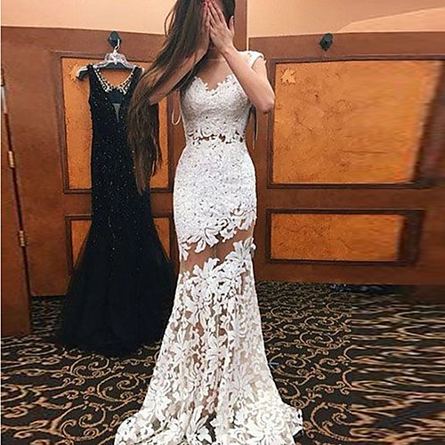 

Women's Sheath Dress Midi Dress White Sleeveless Solid Color Lace Fall V Neck Sexy 2021 S M L XL / Plus Size