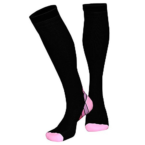 

3 pair women compression socks, black/light pink, 15-20mmhg, large