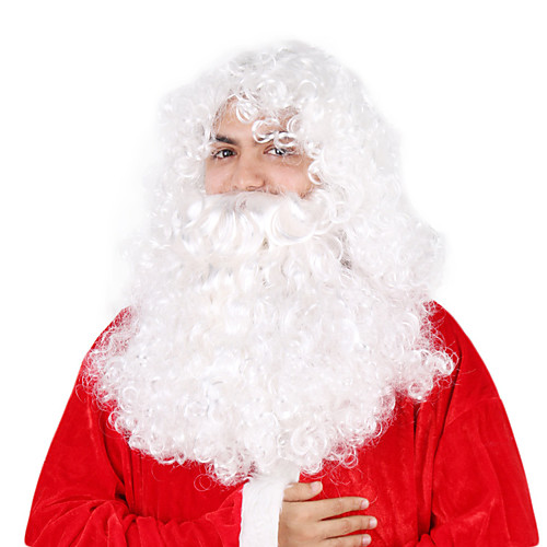 

santa beard and wig set, white, one size