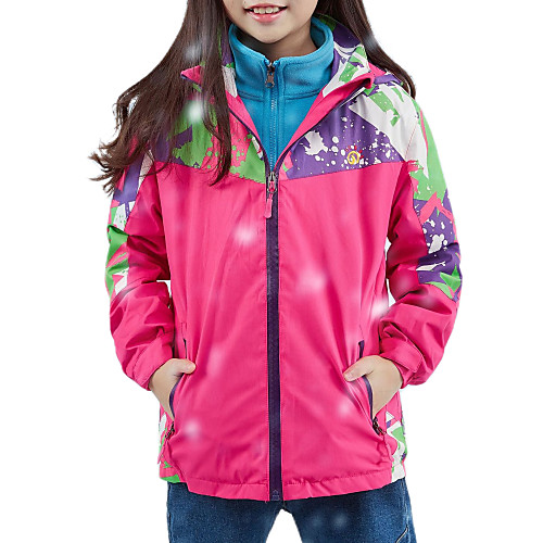 

Boys' Girls' Hiking 3-in-1 Jackets Winter Outdoor Patchwork Thermal Warm Waterproof Windproof Breathable Winter Jacket Top Hunting Fishing Climbing Fuchsia Royal Blue / Kid's