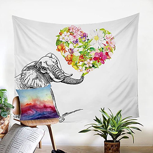 

Wall Tapestry Art Decor Blanket Curtain Picnic Tablecloth Hanging Home Bedroom Living Room Dorm Decoration Polyester Colorful Love Floral Elephant Views