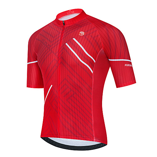 

21Grams Men's Short Sleeve Cycling Jersey Red Stripes Bike Jersey Top Mountain Bike MTB Road Bike Cycling Breathable Quick Dry Sports Clothing Apparel / Stretchy / Athletic