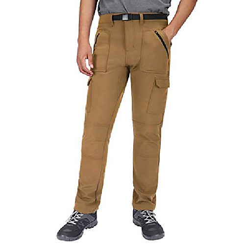 

men's fleece lined cargo pants tactical water repellent snow ski pants (beige, 34)