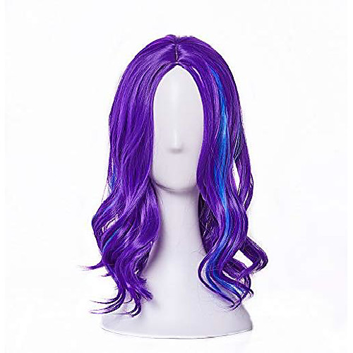 

long wavy blue and purple wigs for kids children middle part cosplay wigs halloween party costumes (kid size, purple)