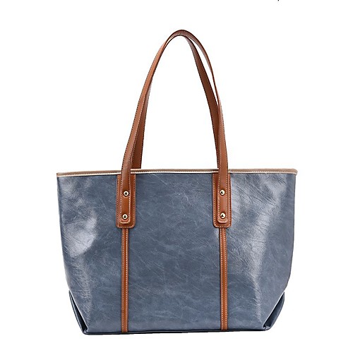 

Women's Bags PU Leather Tote Top Handle Bag Zipper Outdoor Office & Career 2021 Handbags Black Blue Green Brown