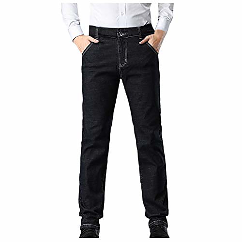

loose straight jeans for men, limsea denim long pants slim fit for business
