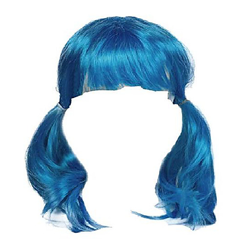 

womens female sally face cosplay blue wave wig, halloween party dress up wig for girls. (blue)