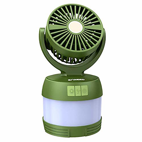 

portable 4-in-1 led camping lantern ceiling fan and power bank, desk fan bedside lamp for office tent camping backpacking fishing (green)