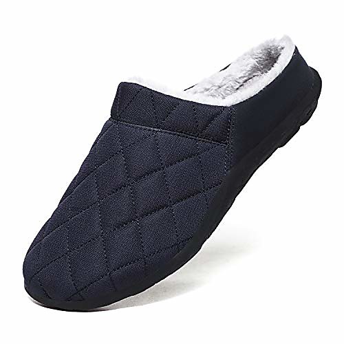 

men fully fur lined waterproof anti-slip winter outdoor slip on house slippers grey