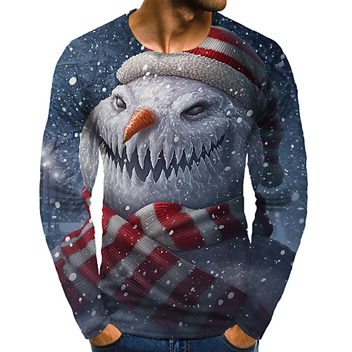 

Men's T shirt 3D Print Graphic 3D Plus Size Print Long Sleeve Daily Tops Gray