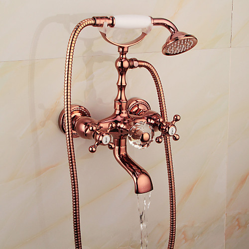 

Bathtub Faucet - Retro Electroplated Wall Installation Ceramic Valve Bath Shower Mixer Taps