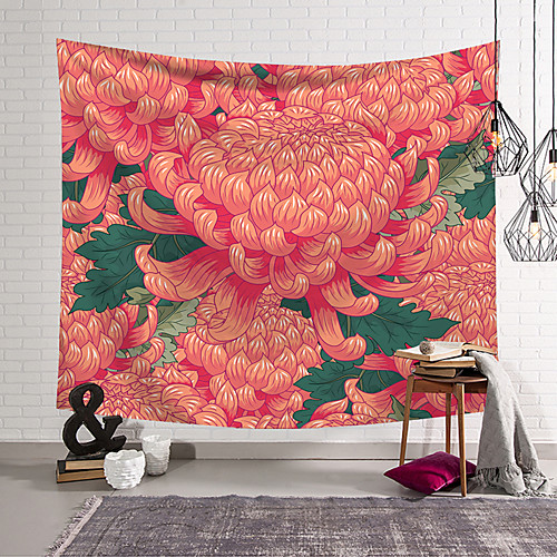 

Chinese Style Wall Tapestry Art Decor Blanket Curtain Hanging Home Bedroom Living Room Decoration Polyester Floral Flower Chrysanthemum Blooming