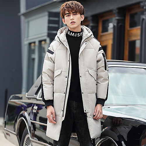 

Men's Down Parka Solid Colored POLY White / Black / Red M / L / XL
